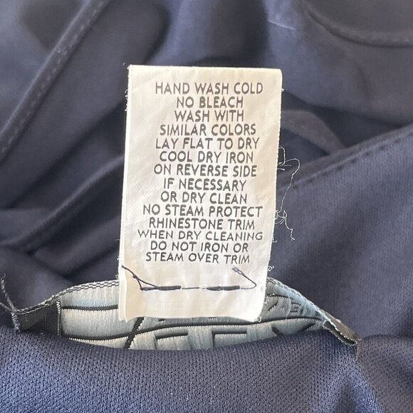 Alex Evenings 16 Long Maxi Dress Navy Blue Ruched Sleeveless Embellished Formal - Picture 15 of 15